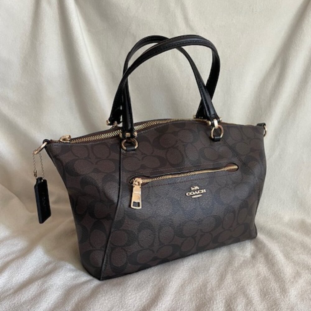 Coach Prairie Women's Satchel Bag Black/Brown Medium Convertible Crossbody